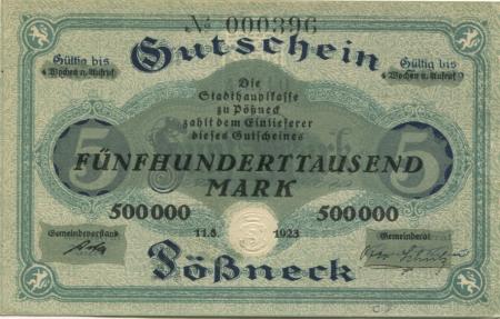 Pößneck - Stadt - 11.8.1923 - 500000 Mark 