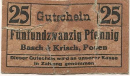 Posen (heute: PL-Poznan) - Basch & Krisch - -- -25 Pfennig 