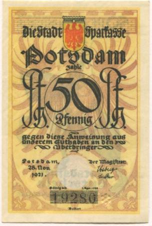 Potsdam - Stadt - 28.11.1921 - 1.4.1922 - 50 Pfennig 
