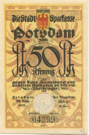Potsdam - Stadt - 28.11.1921 - 1.4.1922 - 50 Pfennig 