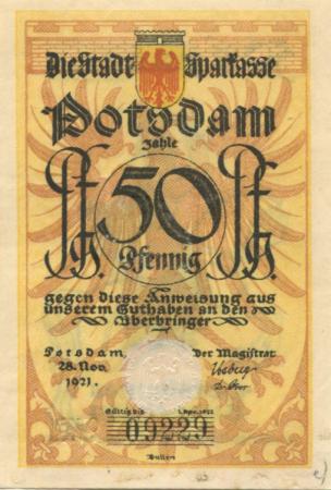 Potsdam - Stadt - 28.11.1921 - 1.4.1922 - 50 Pfennig 