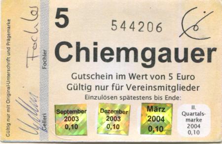 Prien - Verein für nachhaltiges Wirtschaften, Chiemgauer Regional eV, Bernauer Str. 34 - September 2003 - Juni 2004 - 5 Euro 