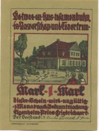 Pries und Friedrichsort (heute: Kiel) - Baugenossenschaft Eigenheim - -- - 1 Mark 