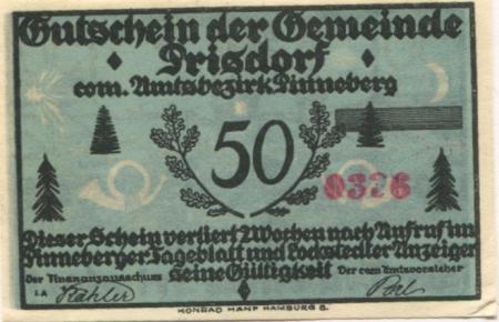 Prisdorf - Gemeinde - -- - 50 Pfennig 