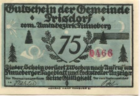 Prisdorf - Gemeinde - -- - 75 Pfennig 
