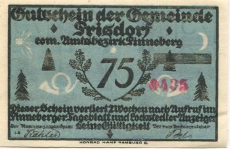 Prisdorf - Gemeinde - -- - 75 Pfennig 