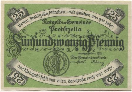 Probstzella - Gemeinde - 1921 - 25 Pfennig 