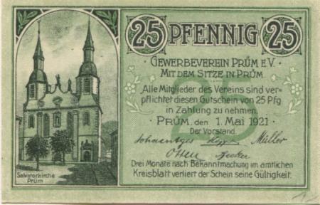 Prüm - Gewerbeverein eV - 1.5.1921 - 25 Pfennig 