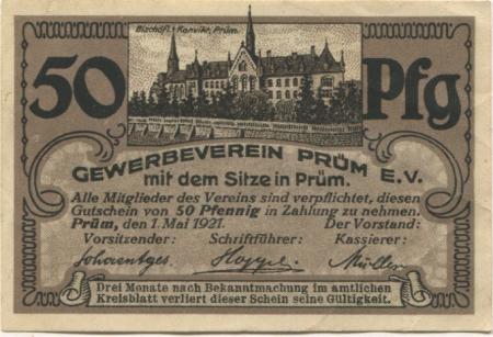 Prüm - Gewerbeverein eV - 1.5.1921 - 50 Pfennig 