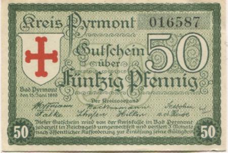Pyrmont (Bad) - Kreis - 15.6.1919 - 50 Pfennig 