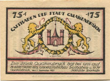 Quakenbrück - Stadt - 1.9.1921 - 75 Pfennig 