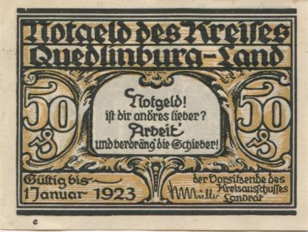 Quedlinburg - Kreis - - 1.1 1923 - 50 Pfennig 