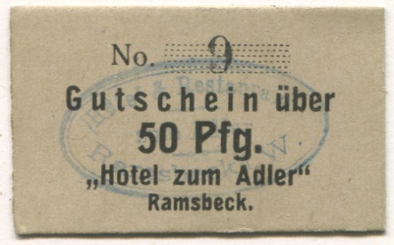 Ramsbeck (heute: Bestwig) - Hotel zum Adler - -- - 50 Pfennig 