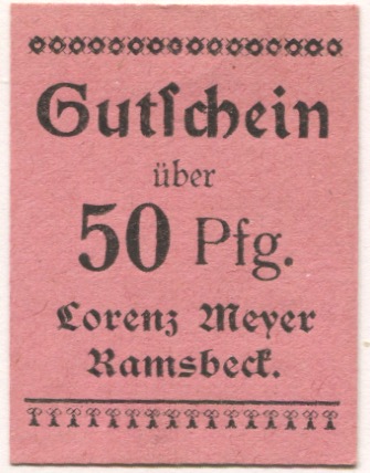 Ramsbeck (heute: Bestwig) - Meyer. Lorenz - -- - 50 Pfennig 