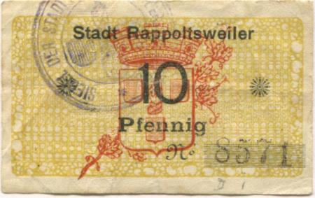 Rappoltsweiler (heute: F-Ribeauvillé) - Stadt - -- - 10 Pfennig 