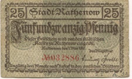 Rathenow - Stadt - 1.5.1917  - 25 Pfennig 