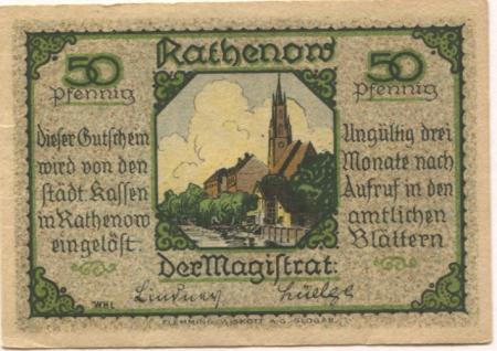 Rathenow - Stadt - -- - 50 Pfennig 