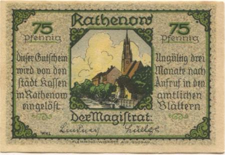 Rathenow - Stadt - -- - 75 Pfennig 