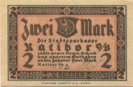 Ratibor - (heute: PL-Racibórz) - Stadtsparkasse - 10.5.1922 - 2 Mark 