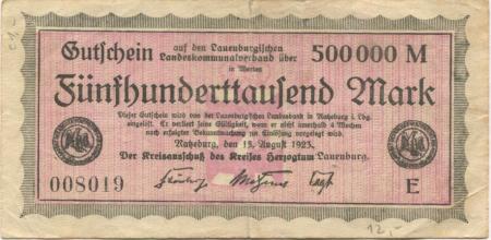 Ratzeburg - Kreis Herzogtum Lauenburg - 15.8.1923 - 500000 Mark 