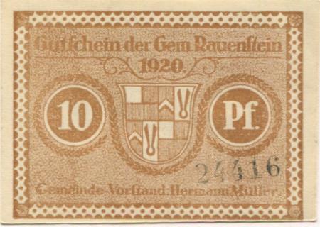 Rauenstein (heute: Frankenblick) - Gemeinde - 1920 - 10 Pfennig 