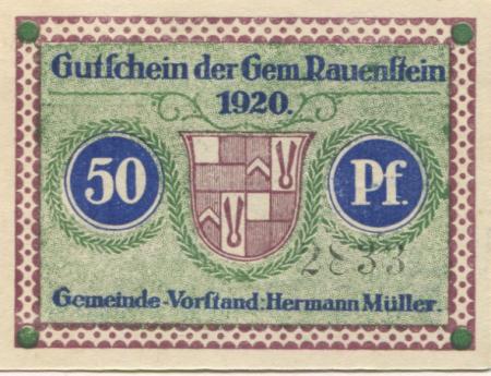 Rauenstein (heute: Frankenblick) - Gemeinde - 1920 - 50 Pfennig 