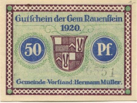 Rauenstein (heute: Frankenblick) - Gemeinde - 1920 - 50 Pfennig 