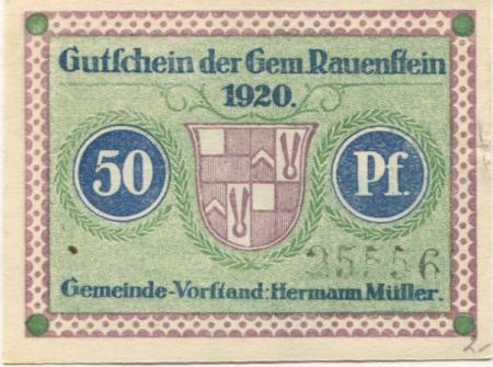 Rauenstein (heute: Frankenblick) - Gemeinde - 1920 - 50 Pfennig 