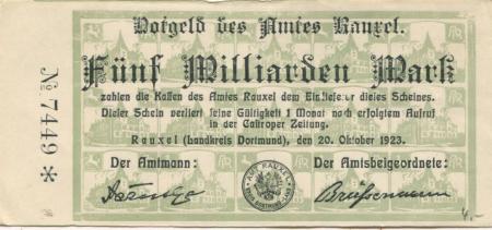 Rauxel (heute: Castrop-Rauxel) - Amt - 20.10.1923 - 5 Milliarden Mark 