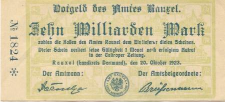 Rauxel (heute: Castrop-Rauxel) - Amt - 20.10.1923 - 10 Milliarden Mark 