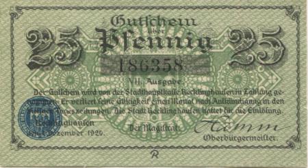 Recklinghausen - Stadt - 1.12.1920 - 25 Pfennig 