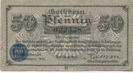 Recklinghausen - Stadt - 1.12.1920 - 50 Pfennig 