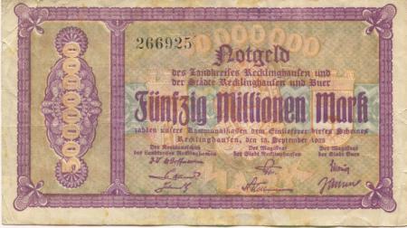 Recklinghausen und Buer - Kreis und Stadt Recklinghausen, Stadt Buer - 15.9.1923 - 50 Millionen Mark 