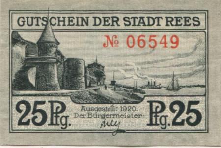Rees - Stadt - 1920 - 25 Pfennig 