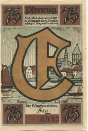 Rees - Stadt - 1921 - 75 Pfennig 