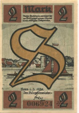 Rees - Stadt - 1921 - 2 Mark 
