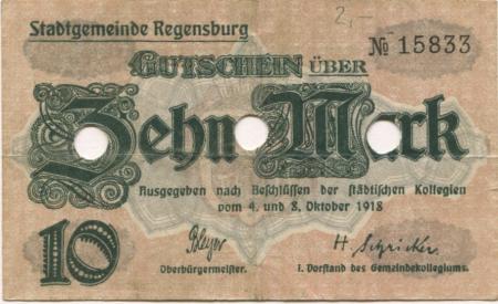Regensburg - Stadt - (4./8.1918) - 10 Mark 