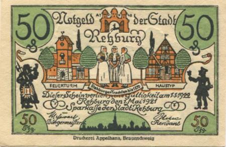 Rehburg - Sparkasse der Stadt - 1.5.1921 - 1.1.1922 - 50 Pfennig 