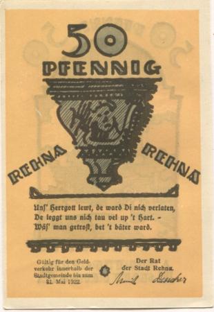Rehna - Stadt - - 31.5.1922 - 50 Pfennig 