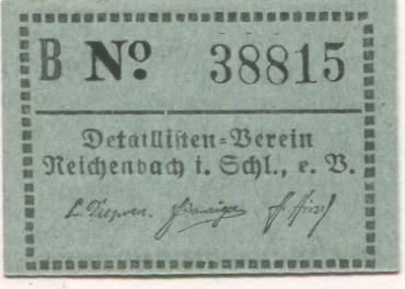 Reichenbach (heute: PL-Dzierzoniów) - Detaillisten-Verein - -- - 5 Pfennig 