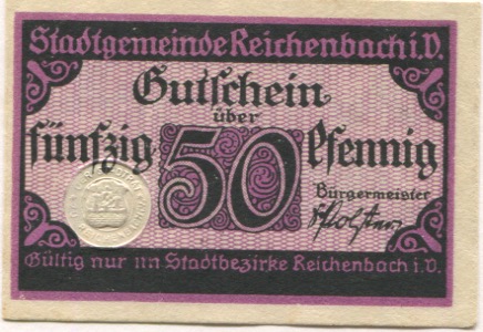 Reichenbach - Stadt - --  - 50 Pfennig 