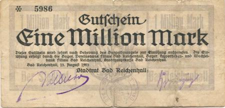 Reichenhall (Bad) - Stadt - 13.8.1923 - 1 Million Mark 