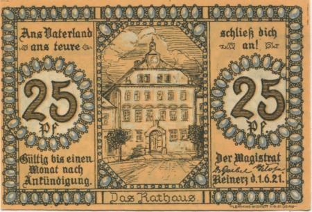 Reinerz (Bad) (heute: PL-Duszniki-Zdrój) - Stadt - 1.6.1921 - 25 Pfennig 