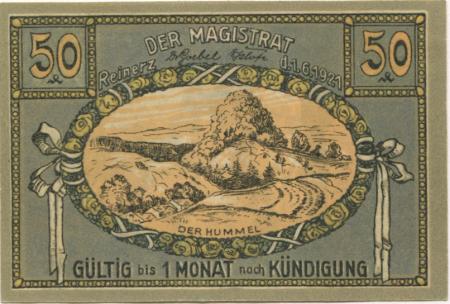 Reinerz (Bad) (heute: PL-Duszniki-Zdrój) - Stadt - 1.6.1921 - 50 Pfennig 