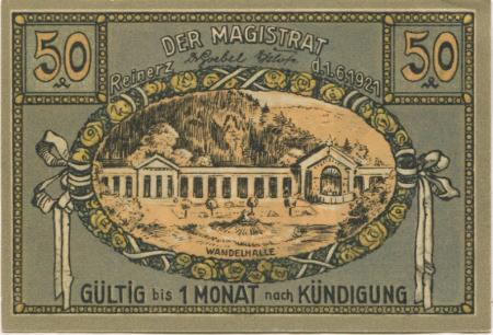 Reinerz (Bad) (heute: PL-Duszniki-Zdrój) - Stadt - 1.6.1921 - 50 Pfennig 