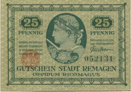 Remagen - Stadt - 1.1.1921 - 25 Pfennig 