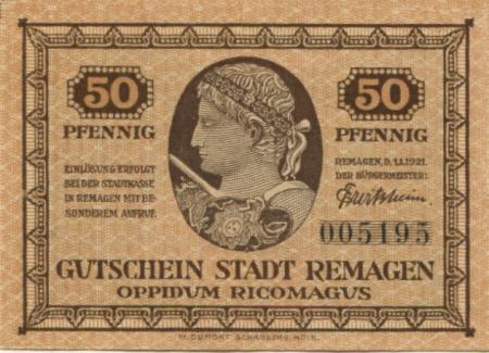 Remagen - Stadt - 1.1.1921 - 50 Pfennig 