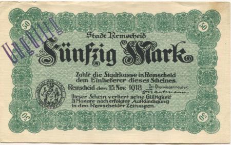 Remscheid - Stadt - 15.11.1918 - 50 Mark 