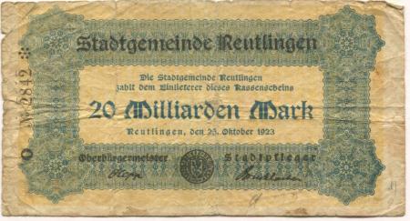 Reutlingen - Stadt - 25.10.1923 - 25 Millarden Mark 