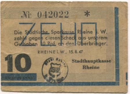 Rheine - Stadt - 15.8.1947 - 10 Pfennig 